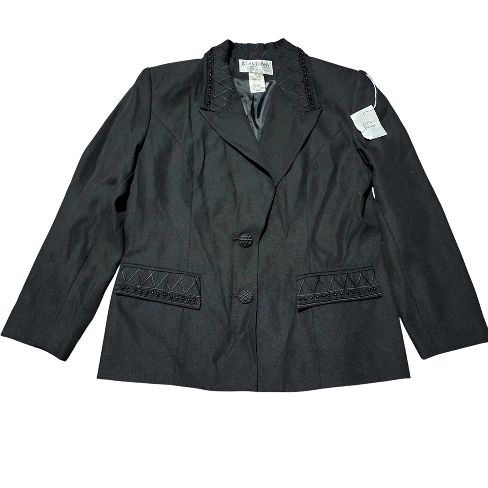 St. Anthony Evening Black Embellished‎ Blazer Jacket Women's Size 14